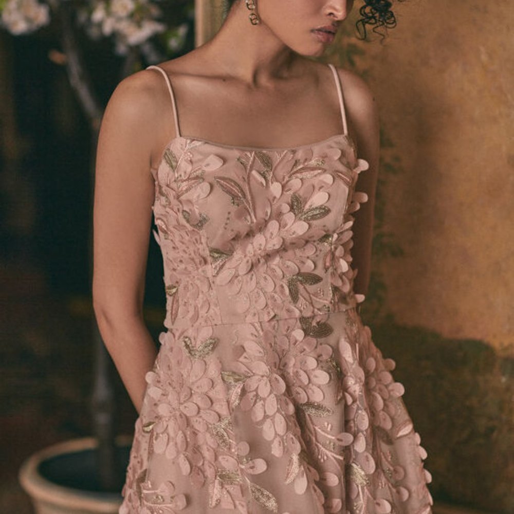 Pink petal high low dress
